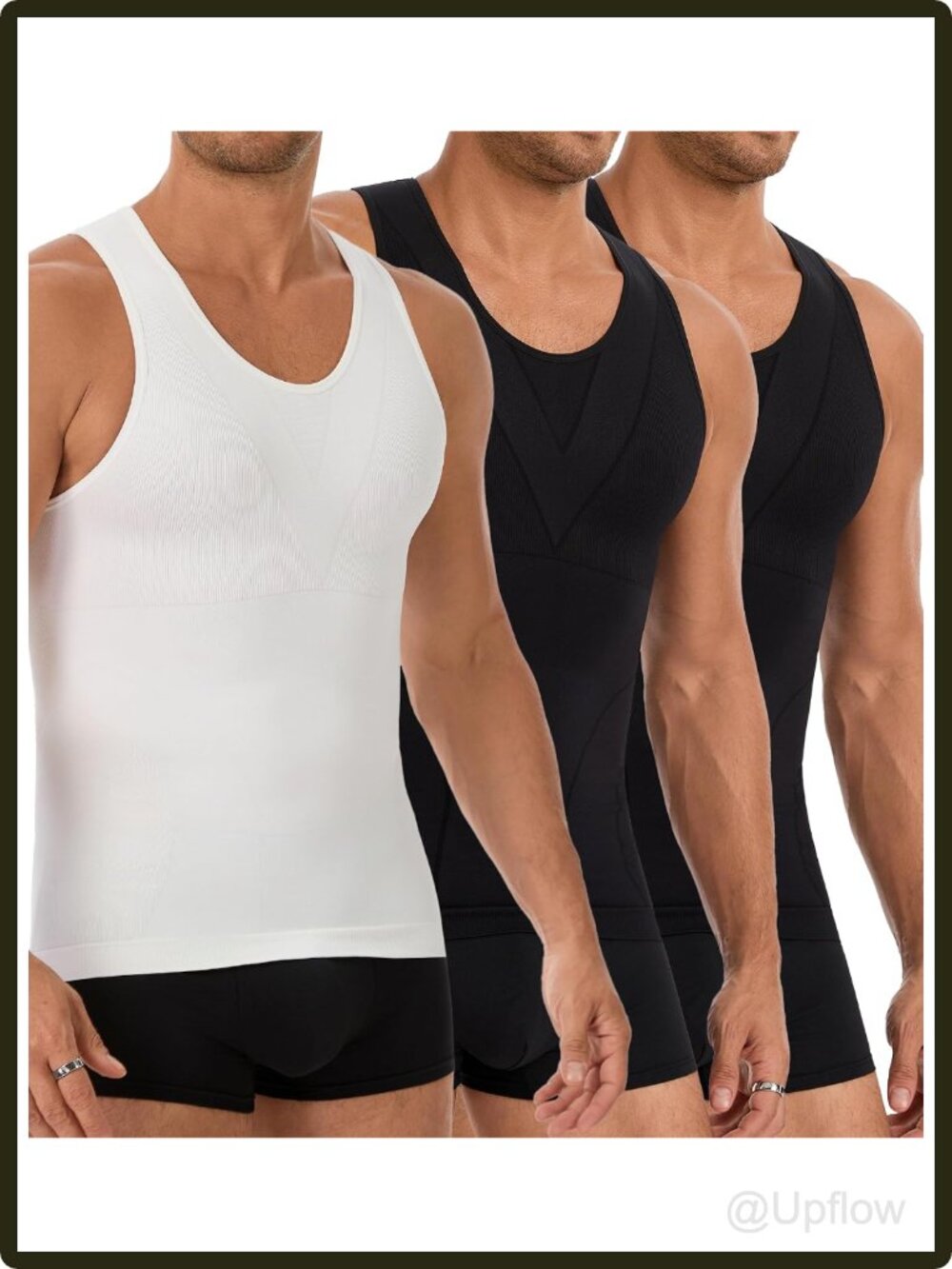 Men's Compression Tank Top Tummy Control Shapewear Base Layer 3 Pack Sleeveless